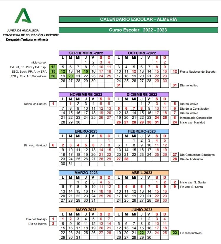 calendario curso escolar 2023 23 andalucia
